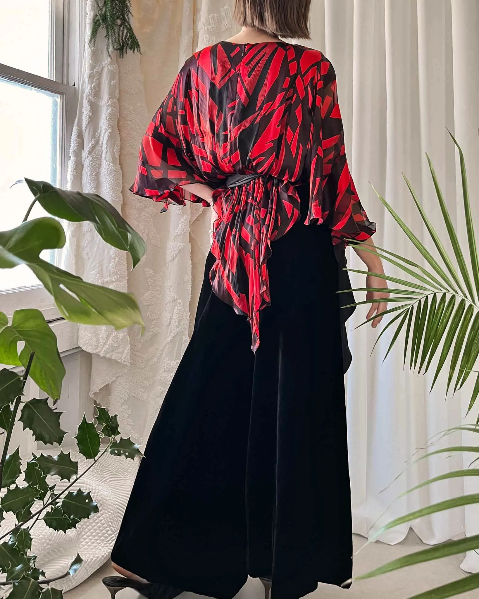 80s Mignon Silk Velvet Ensemble | S