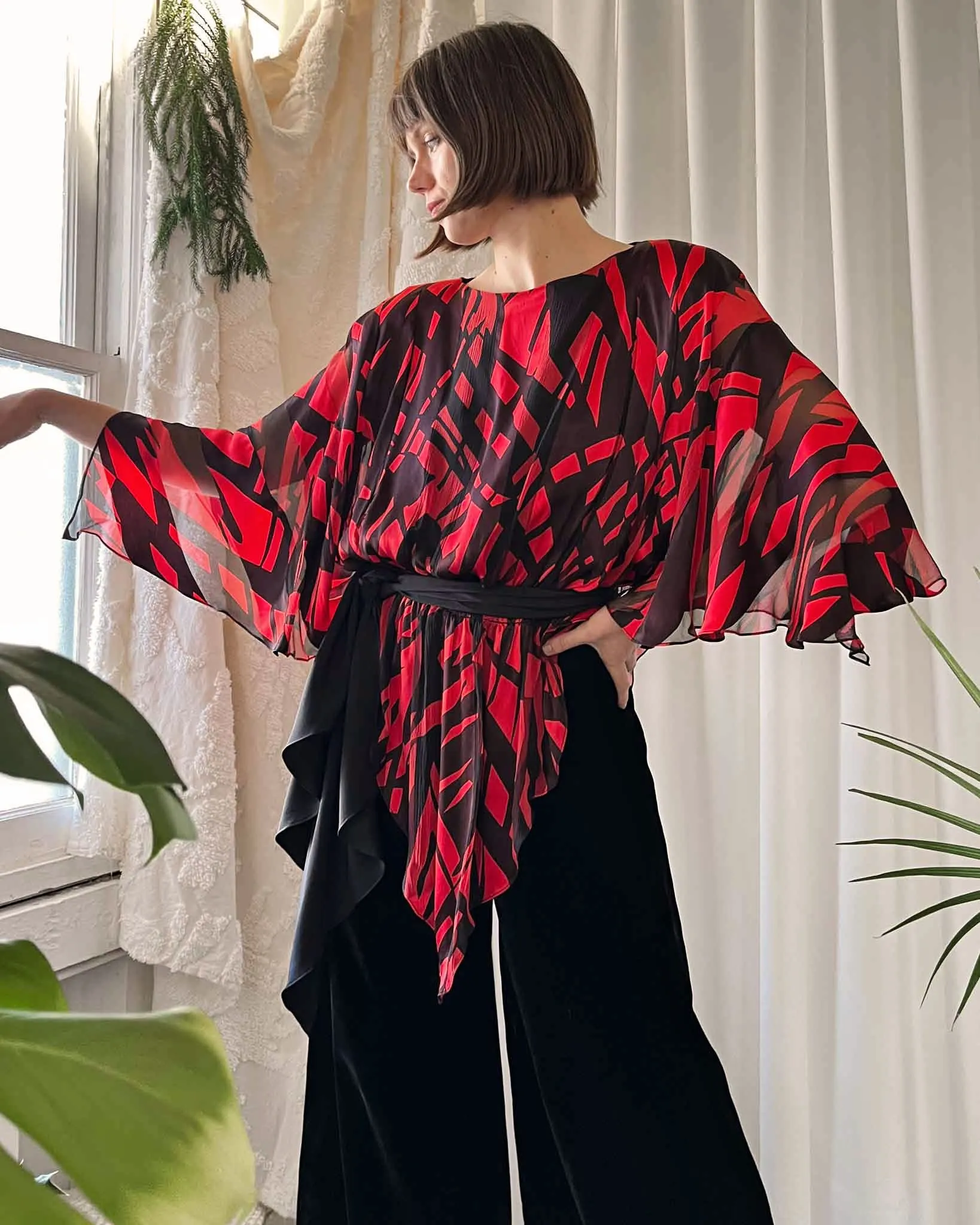 80s Mignon Silk Velvet Ensemble | S