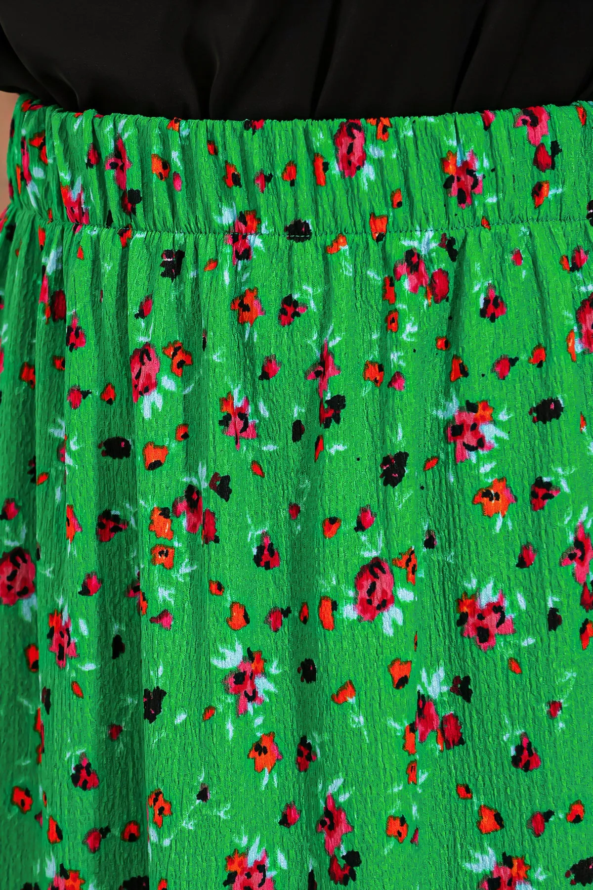 BGD Women Woman Green Flower Patterned Long Knitted Skirt 1886 - Avondale