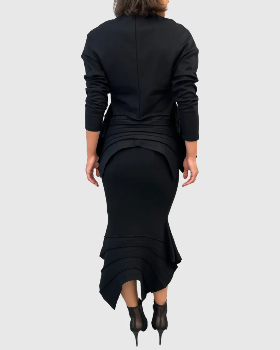 Black Wool Pleated Skirt
