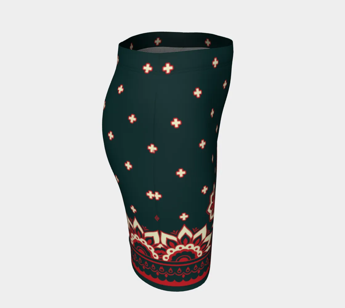 Floral Abstract Fitted Skirt