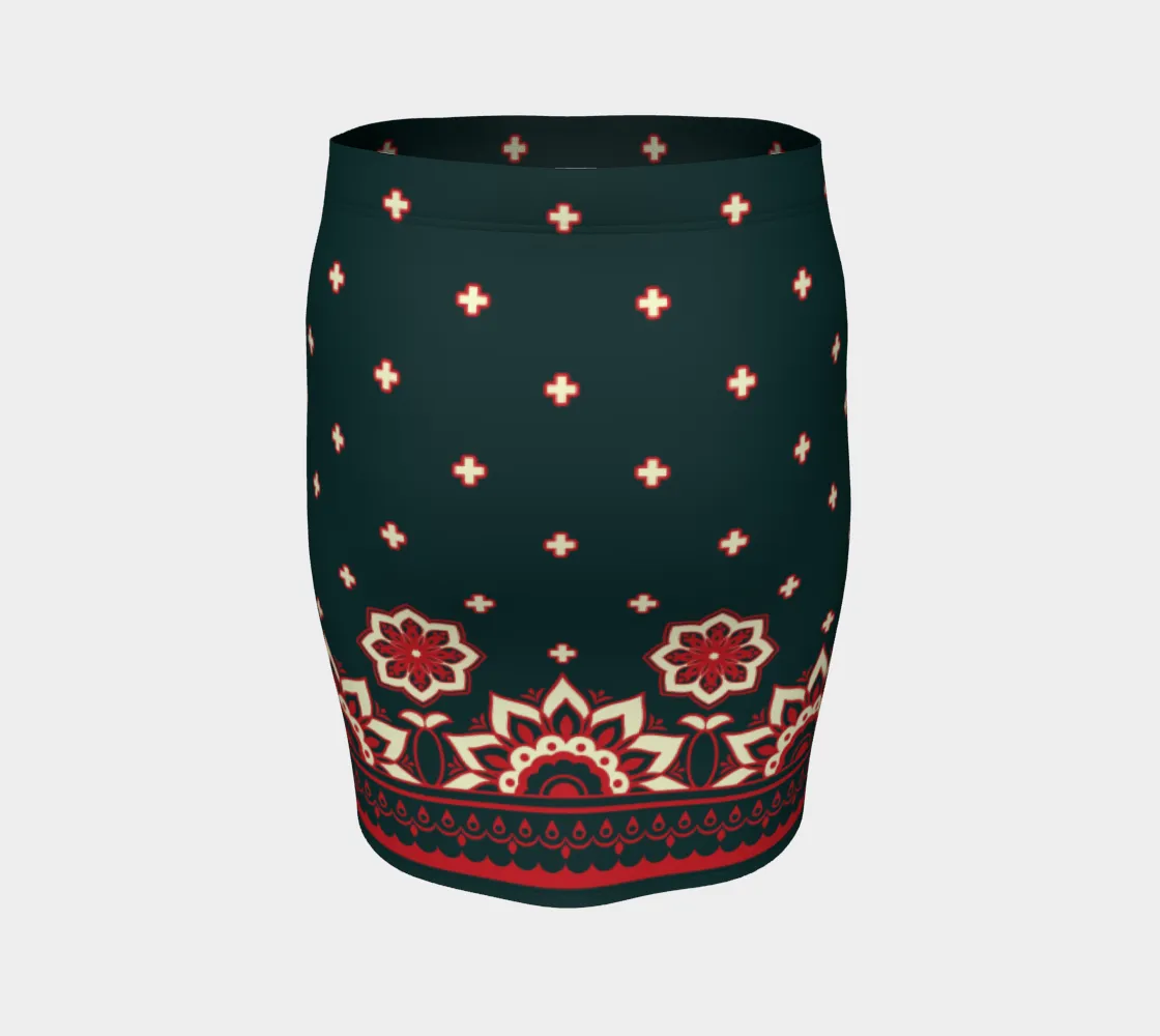 Floral Abstract Fitted Skirt