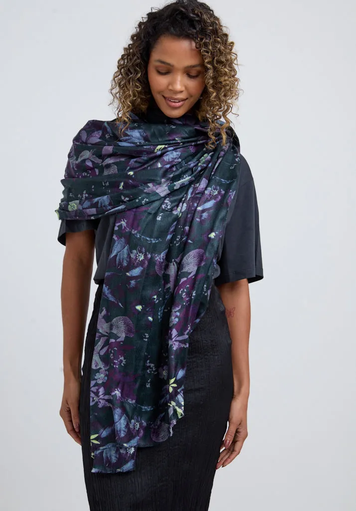 Iris Oversized Floral Printed Scarf In Multi