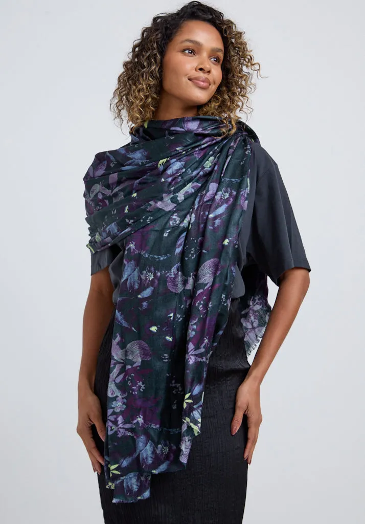 Iris Oversized Floral Printed Scarf In Multi