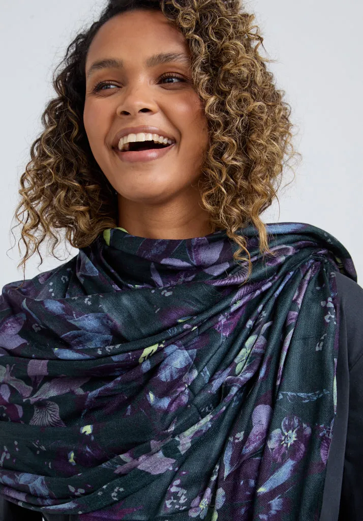 Iris Oversized Floral Printed Scarf In Multi