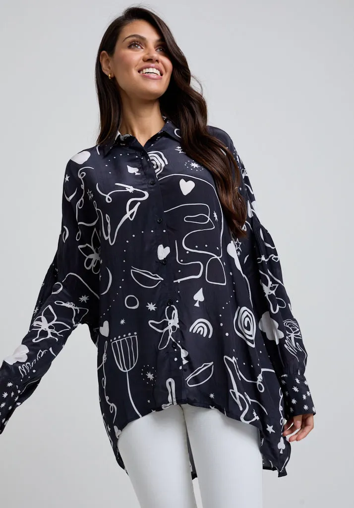 Isabella Spellbound Print Shirt In Black