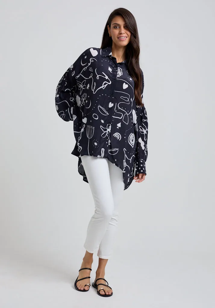 Isabella Spellbound Print Shirt In Black