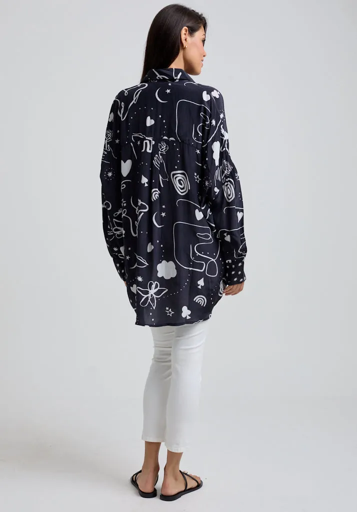 Isabella Spellbound Print Shirt In Black