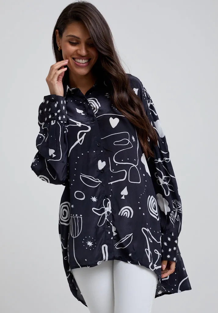 Isabella Spellbound Print Shirt In Black