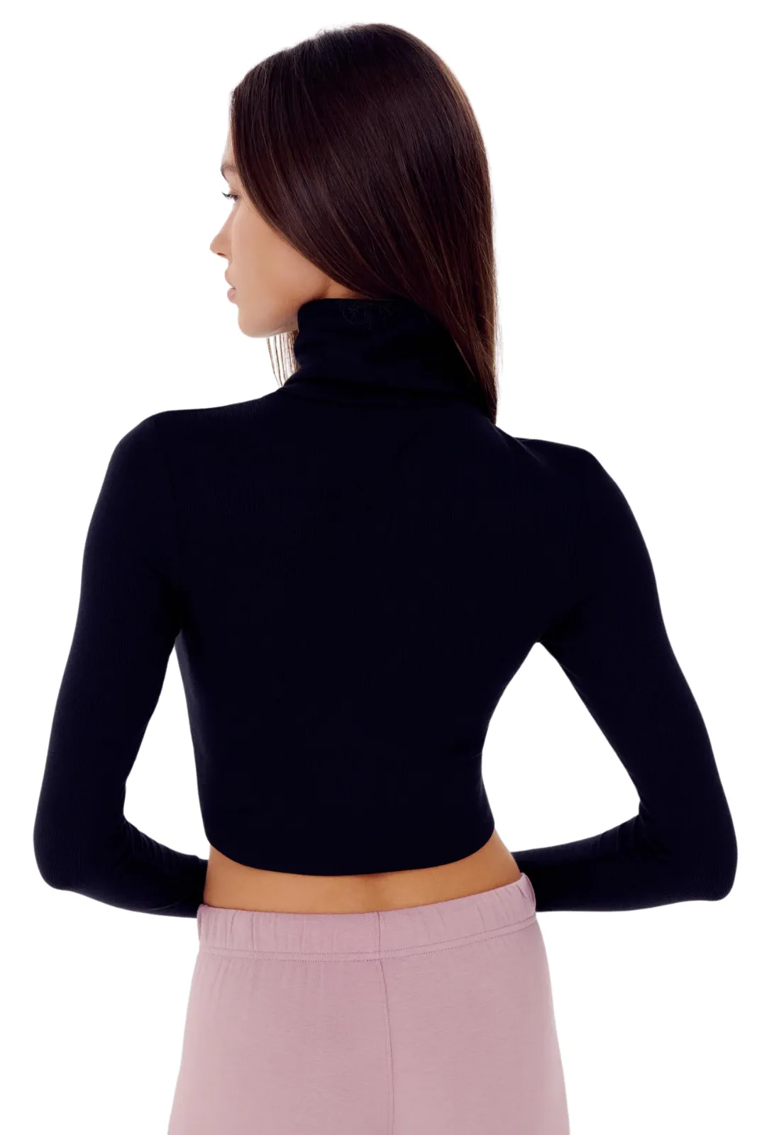 Jackson Rib Cropped Turtleneck, Black