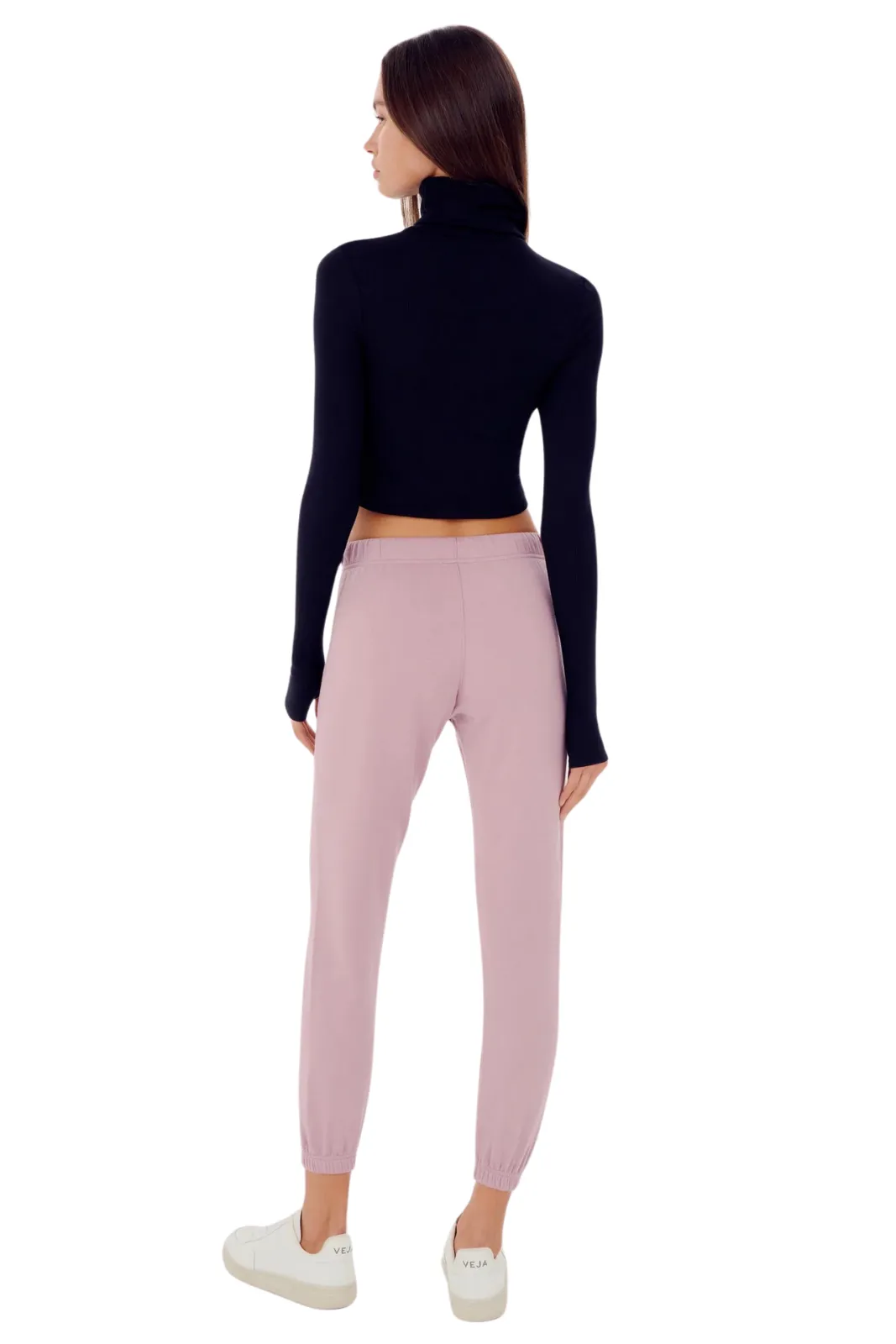 Jackson Rib Cropped Turtleneck, Black