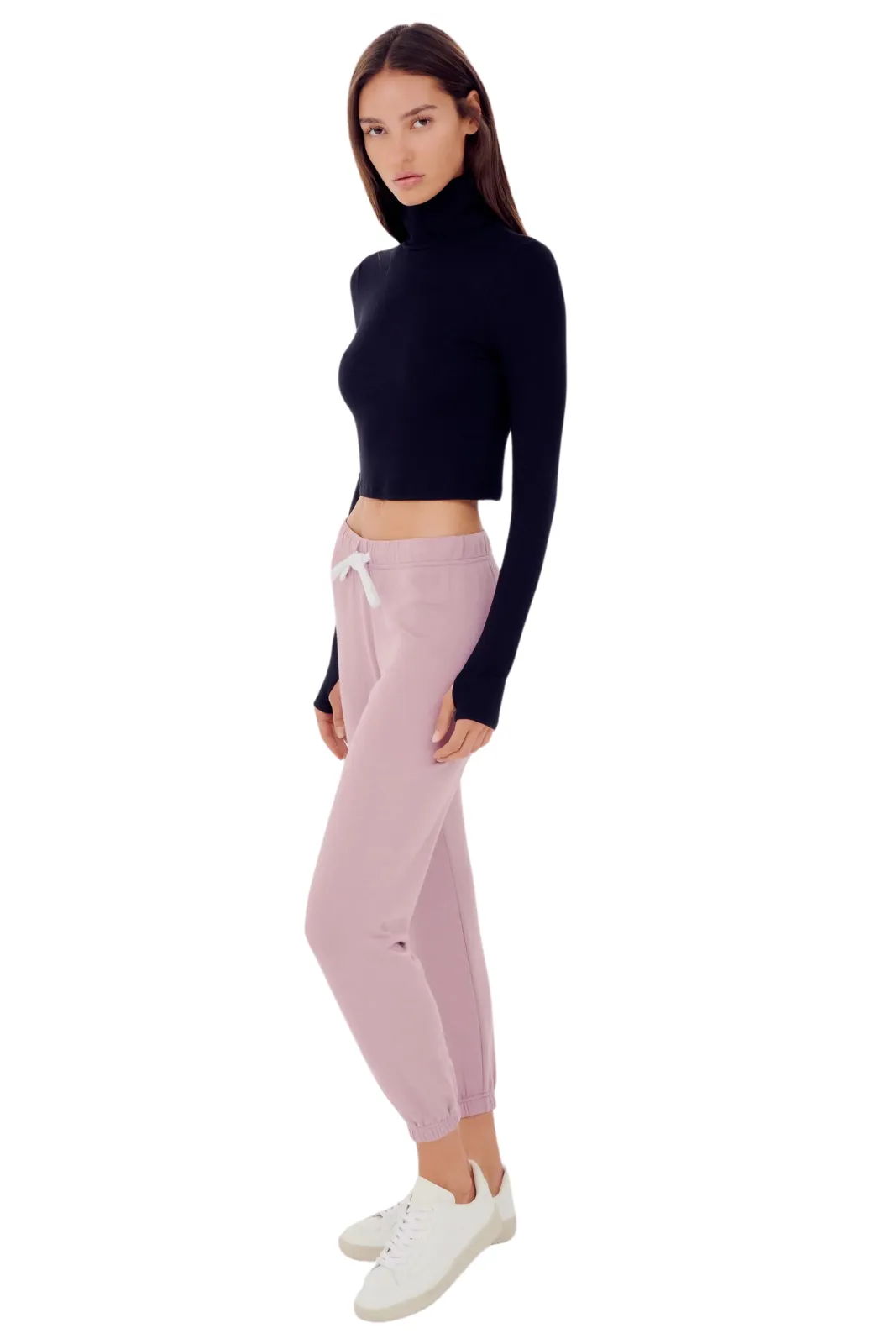 Jackson Rib Cropped Turtleneck, Black