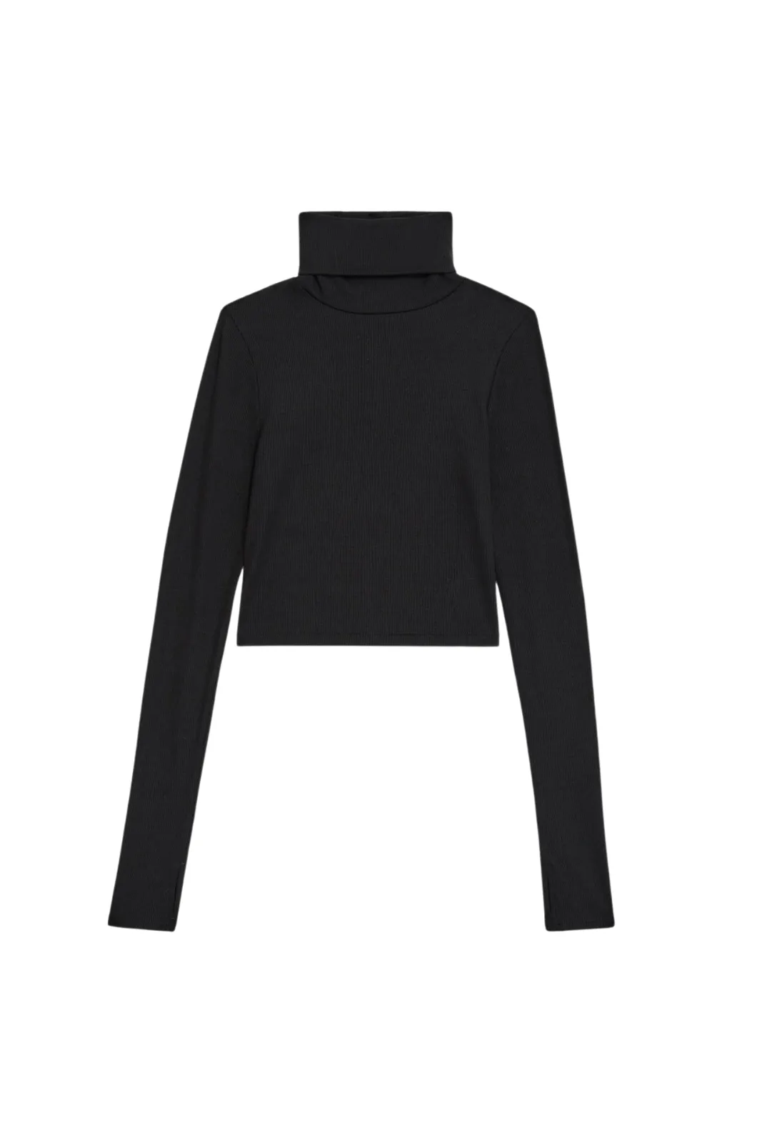 Jackson Rib Cropped Turtleneck, Black