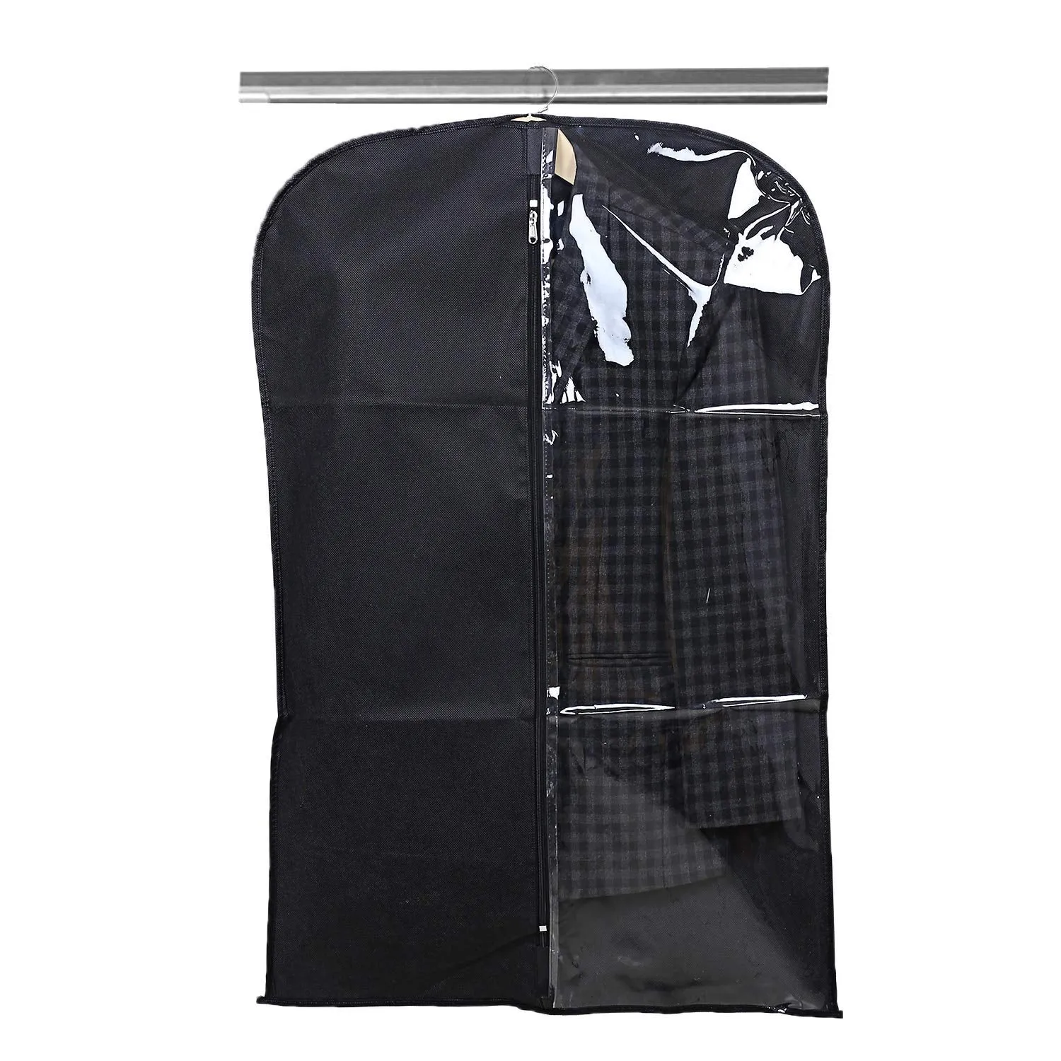 Kuber Industries 8 Pieces Half Transparent Non Woven Men's Coat Blazer Suit Cover (Black & Maroon) -CTKTC041581