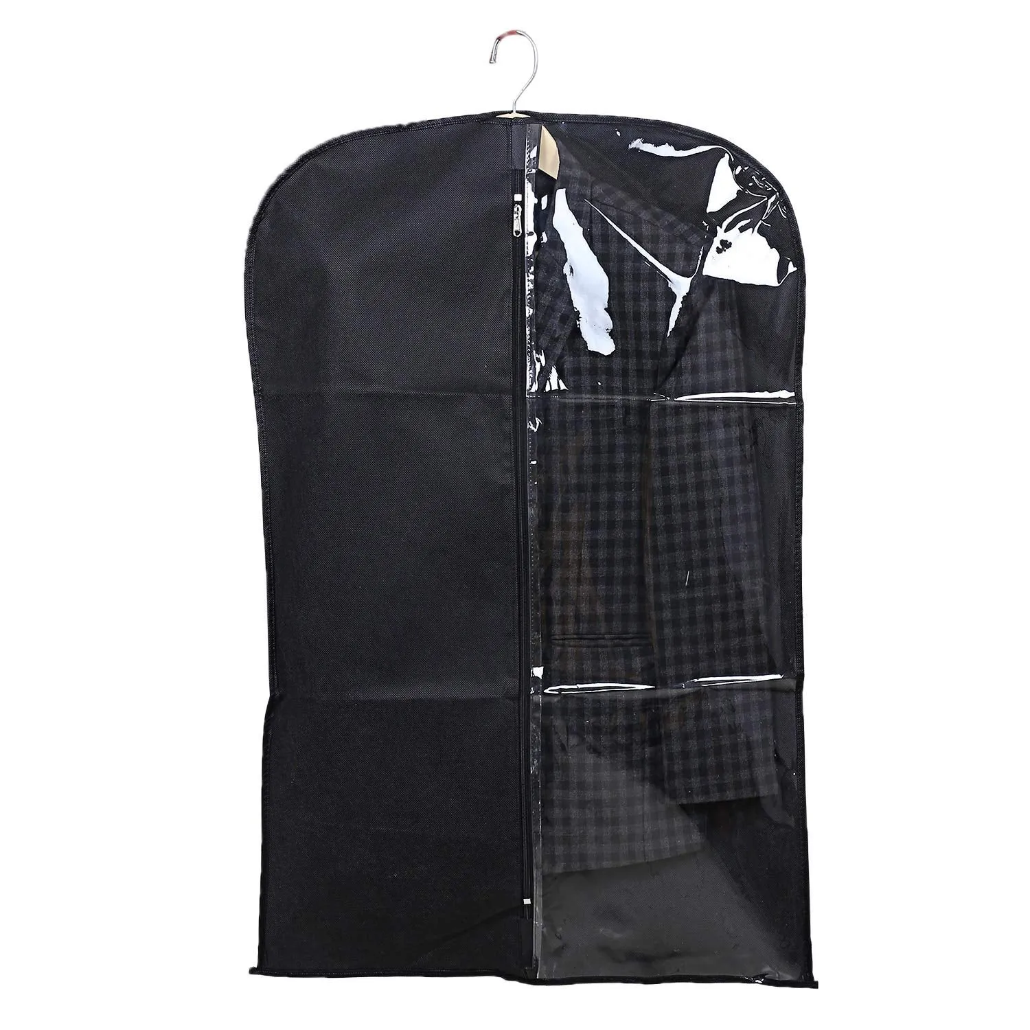 Kuber Industries 8 Pieces Half Transparent Non Woven Men's Coat Blazer Suit Cover (Black & Maroon) -CTKTC041581