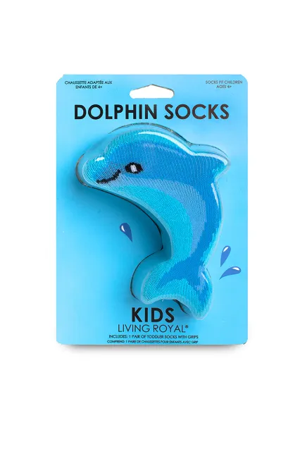 Living Royal Dolphin 3D Kids Crew Socks