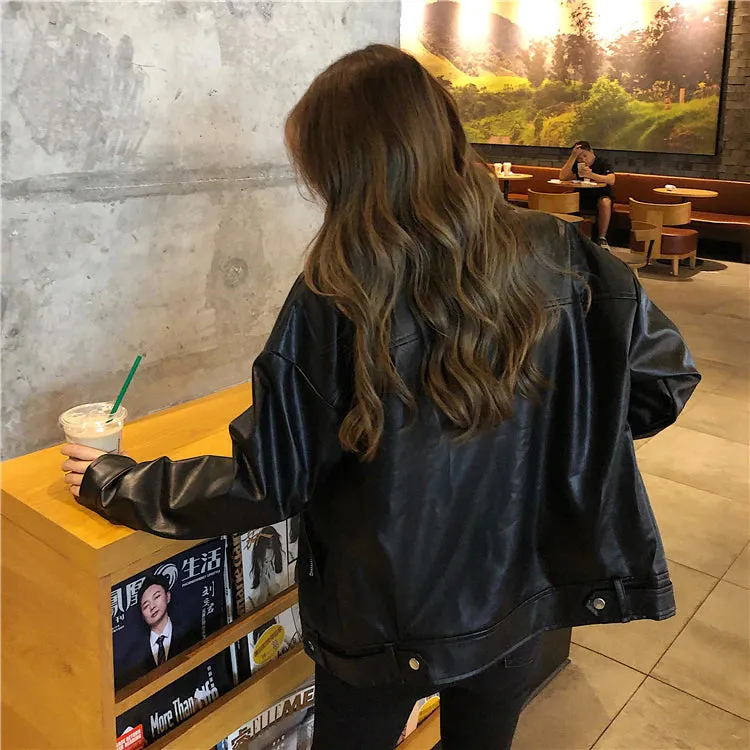Loose Autumn Faux Leather Coat Jacket