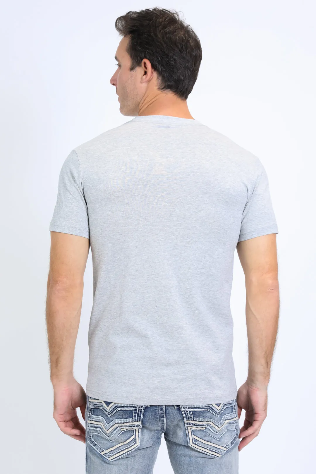 Men's Rooster Logo Cotton Gray T-Shirt