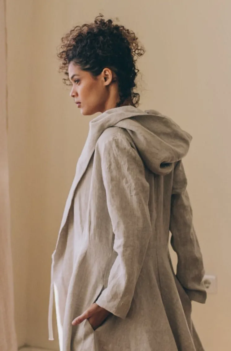 Midi Length Summer Linen Coat