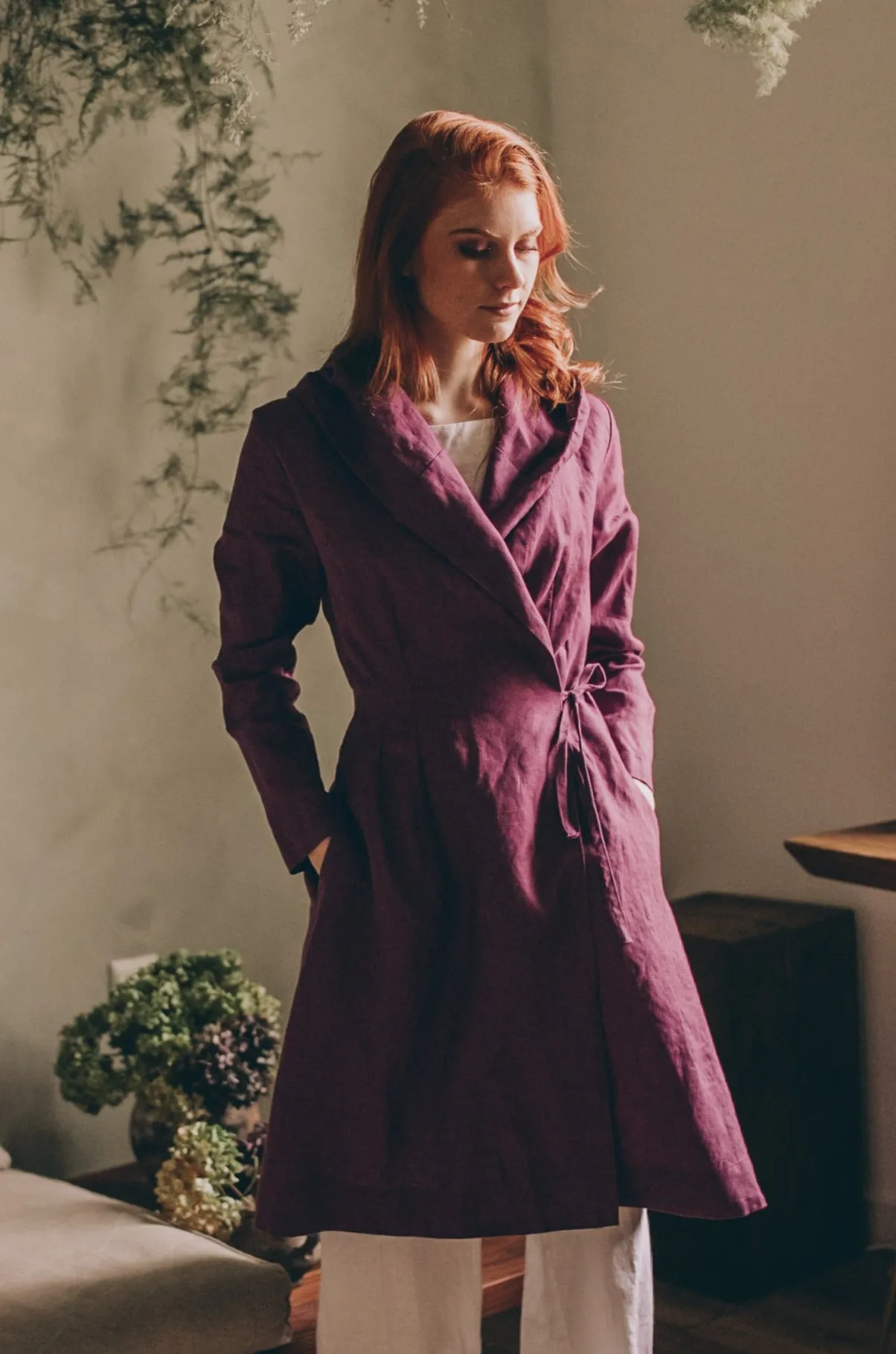 Midi Length Summer Linen Coat
