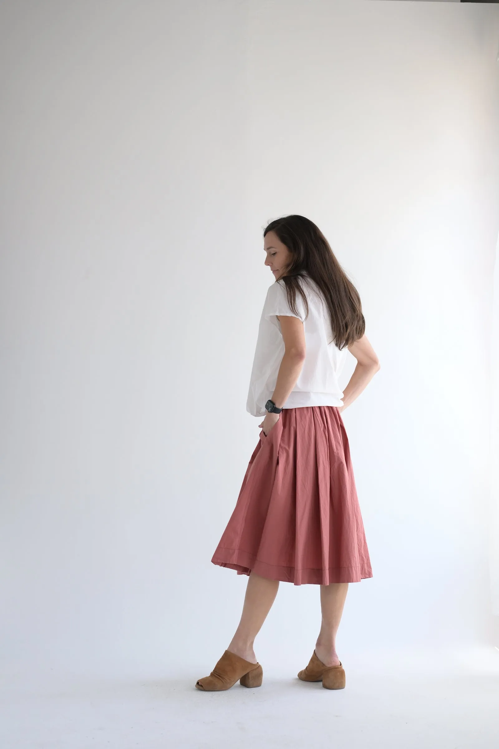 Pleated Skirt TC in Coral