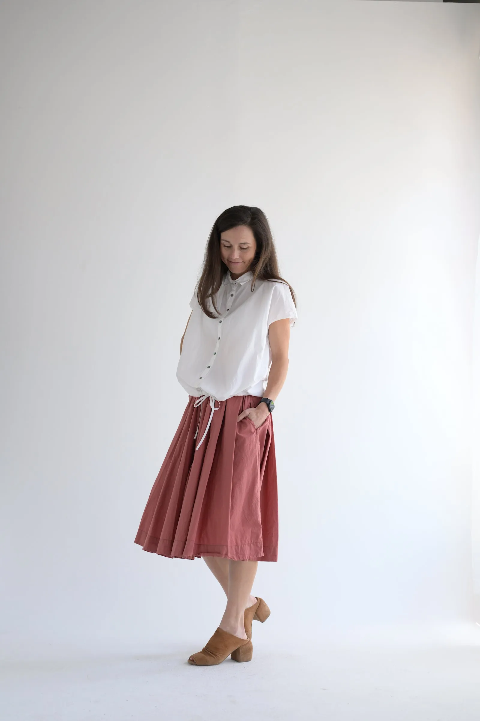 Pleated Skirt TC in Coral