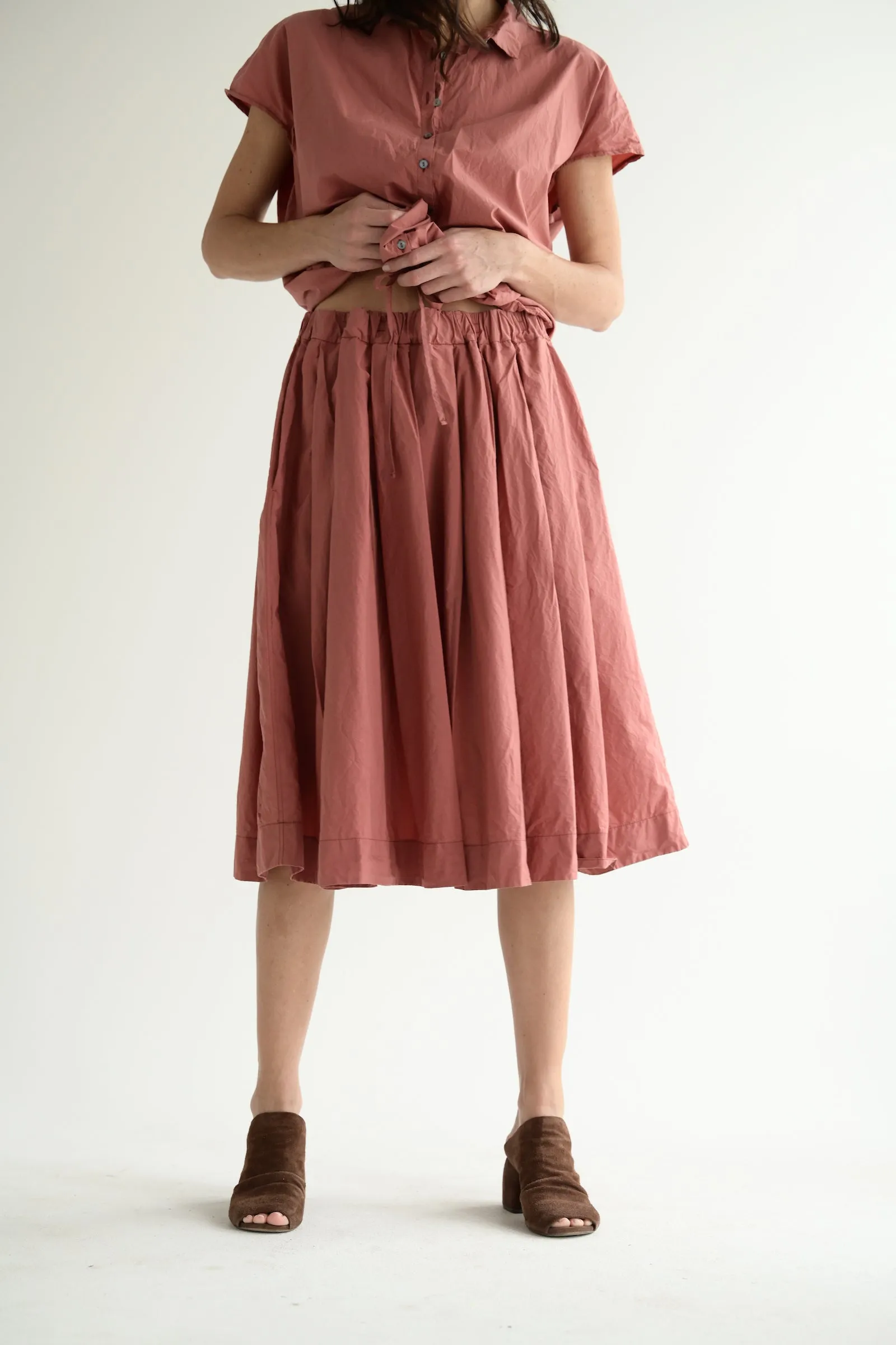 Pleated Skirt TC in Coral