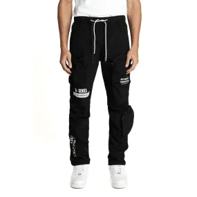 Printed Utility Windbreaker Joggers - Black