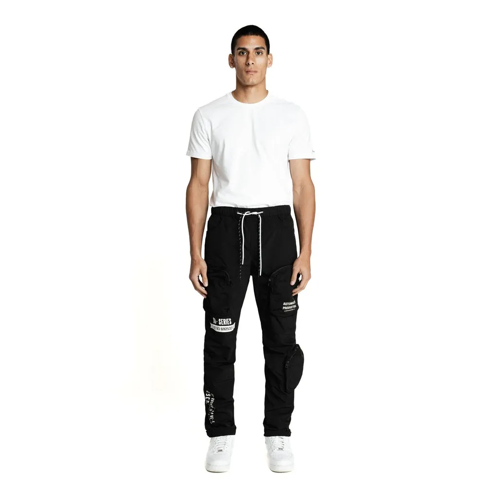 Printed Utility Windbreaker Joggers - Black
