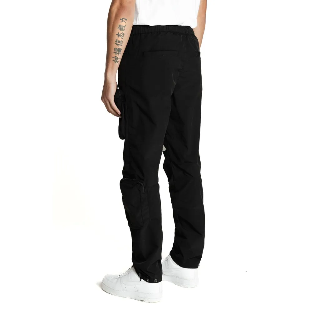 Printed Utility Windbreaker Joggers - Black