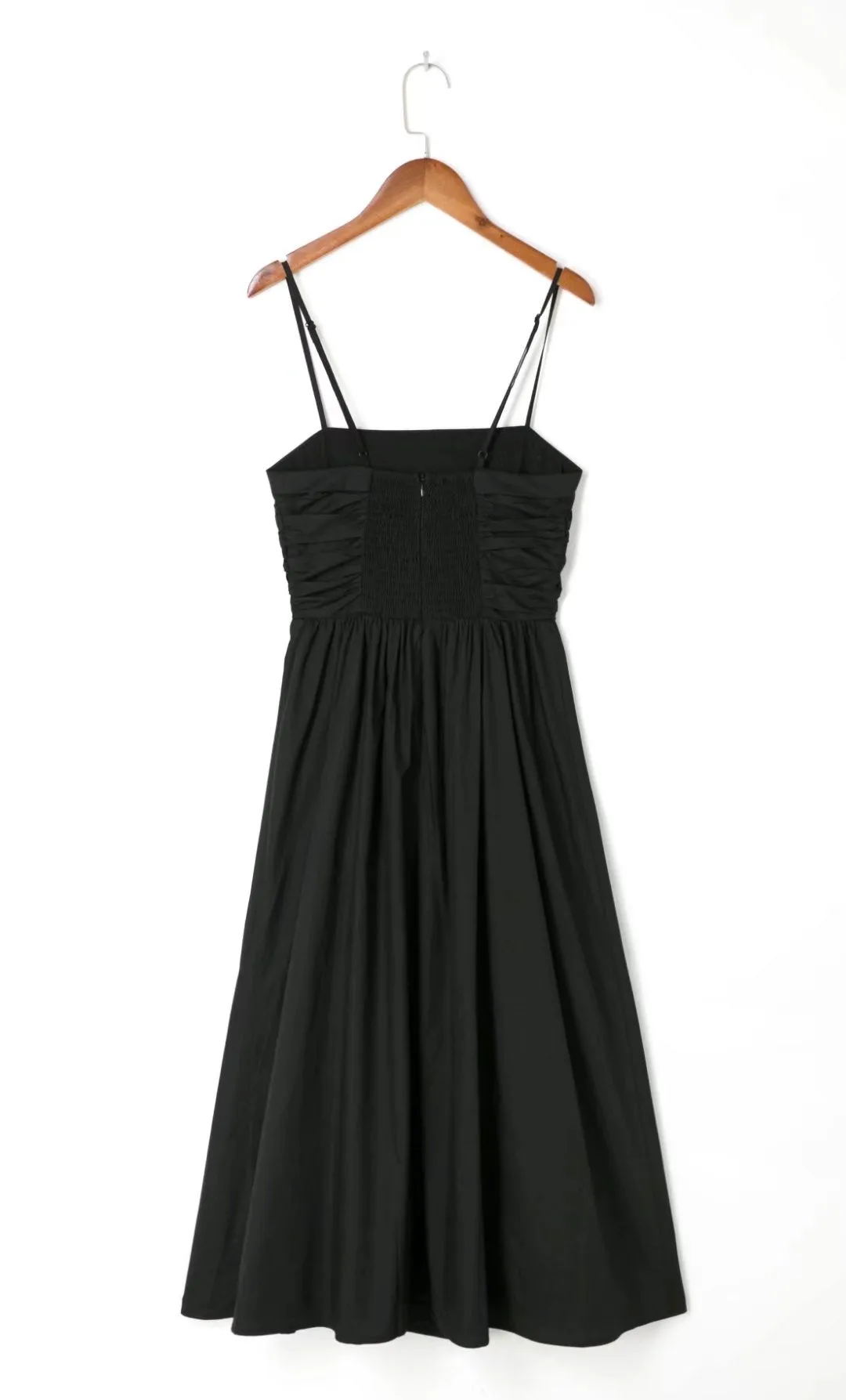 Retro Solid Color Outer Wear Underwear Slim Waist Elegant Dress Summer Pleated Suspender Midi Dress