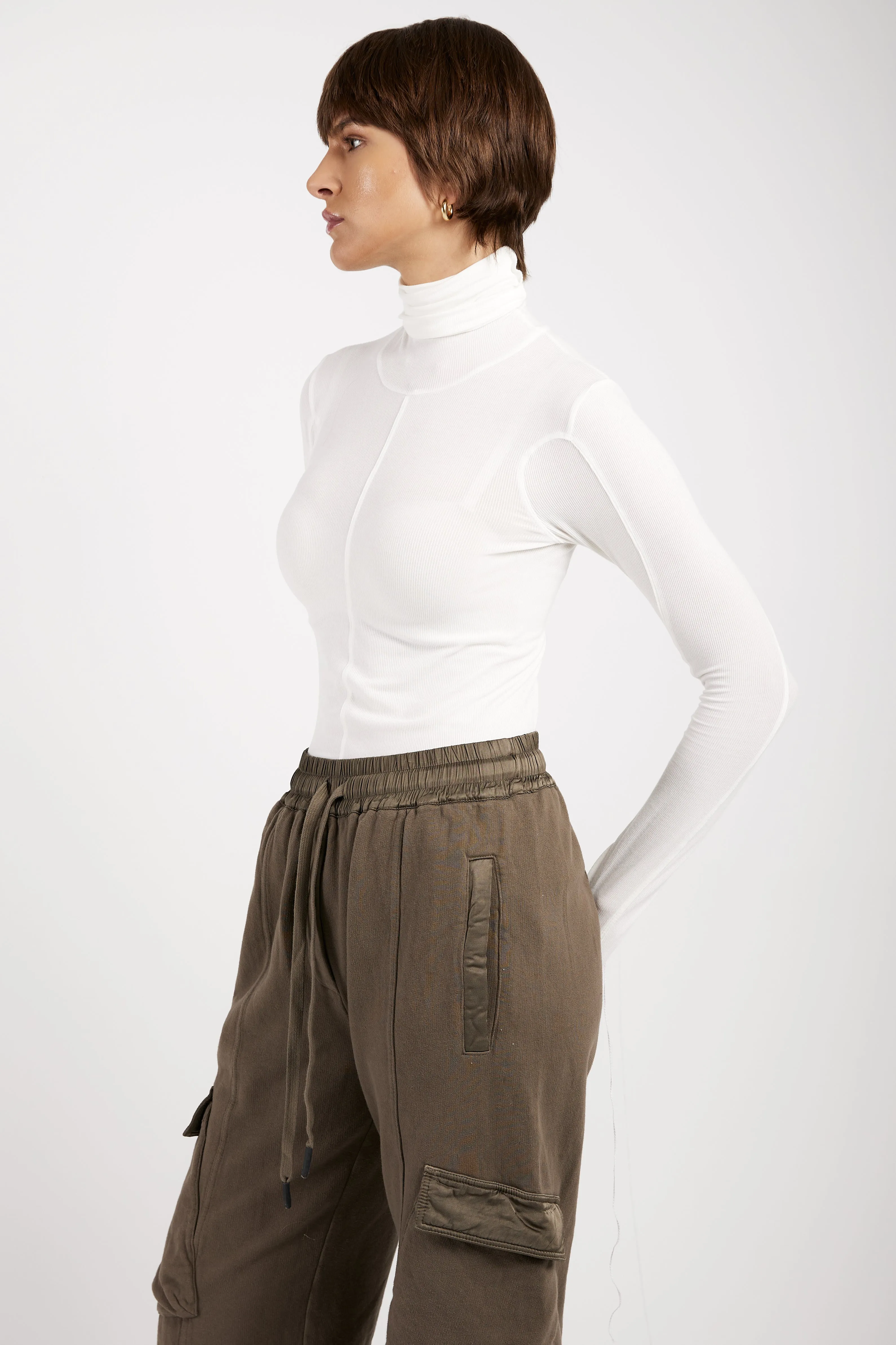 Ribbed Turtleneck Sweater in Butter