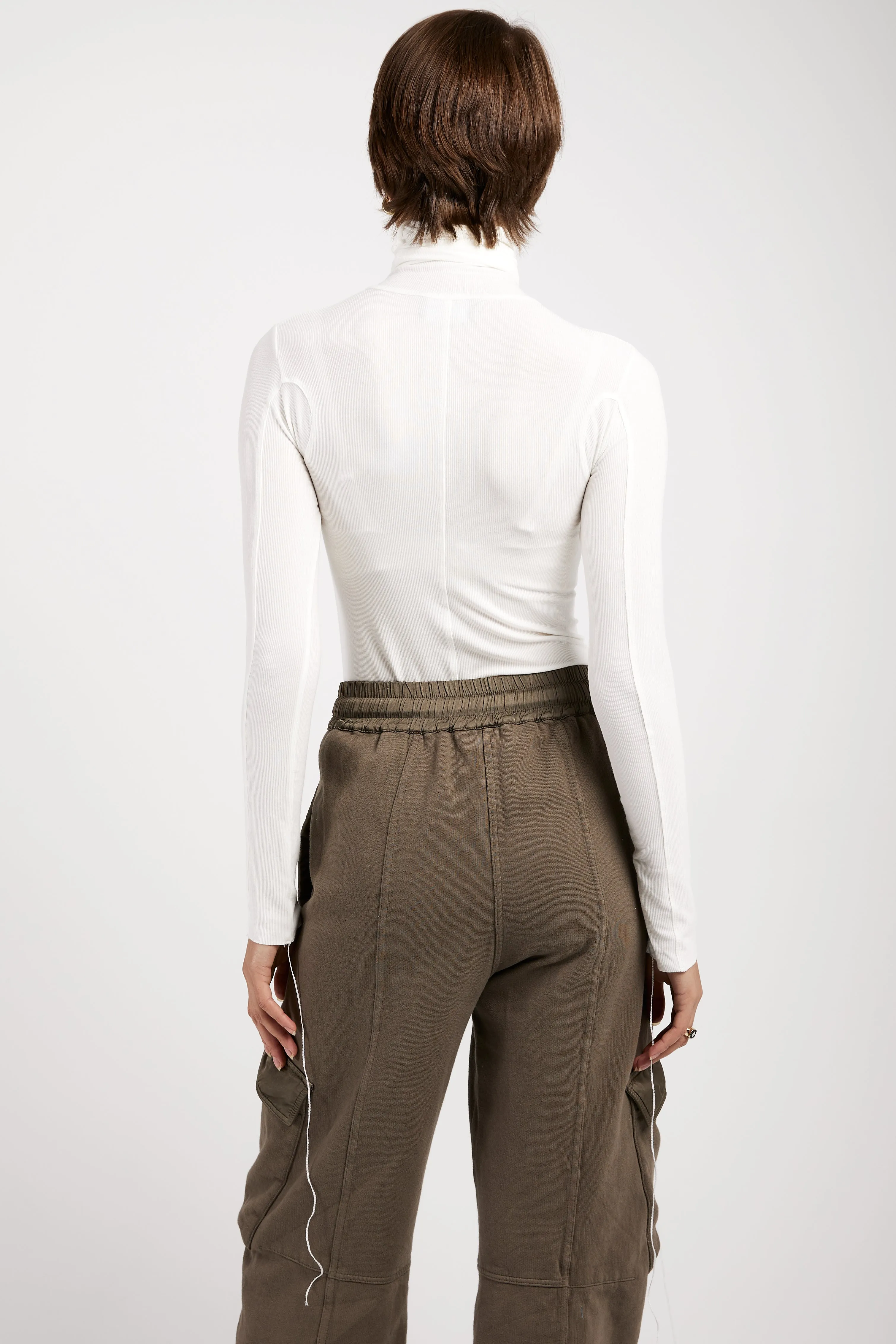 Ribbed Turtleneck Sweater in Butter