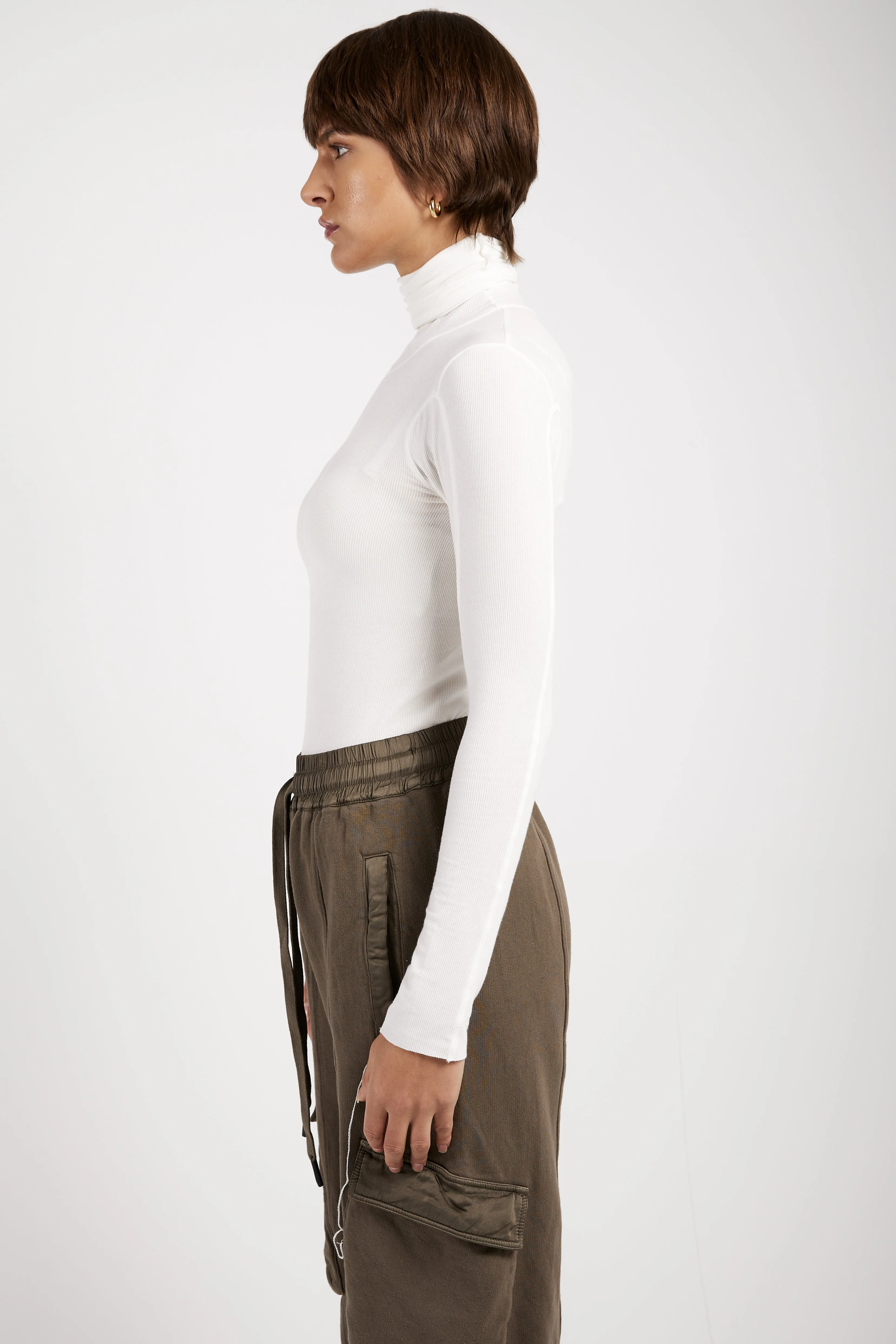 Ribbed Turtleneck Sweater in Butter