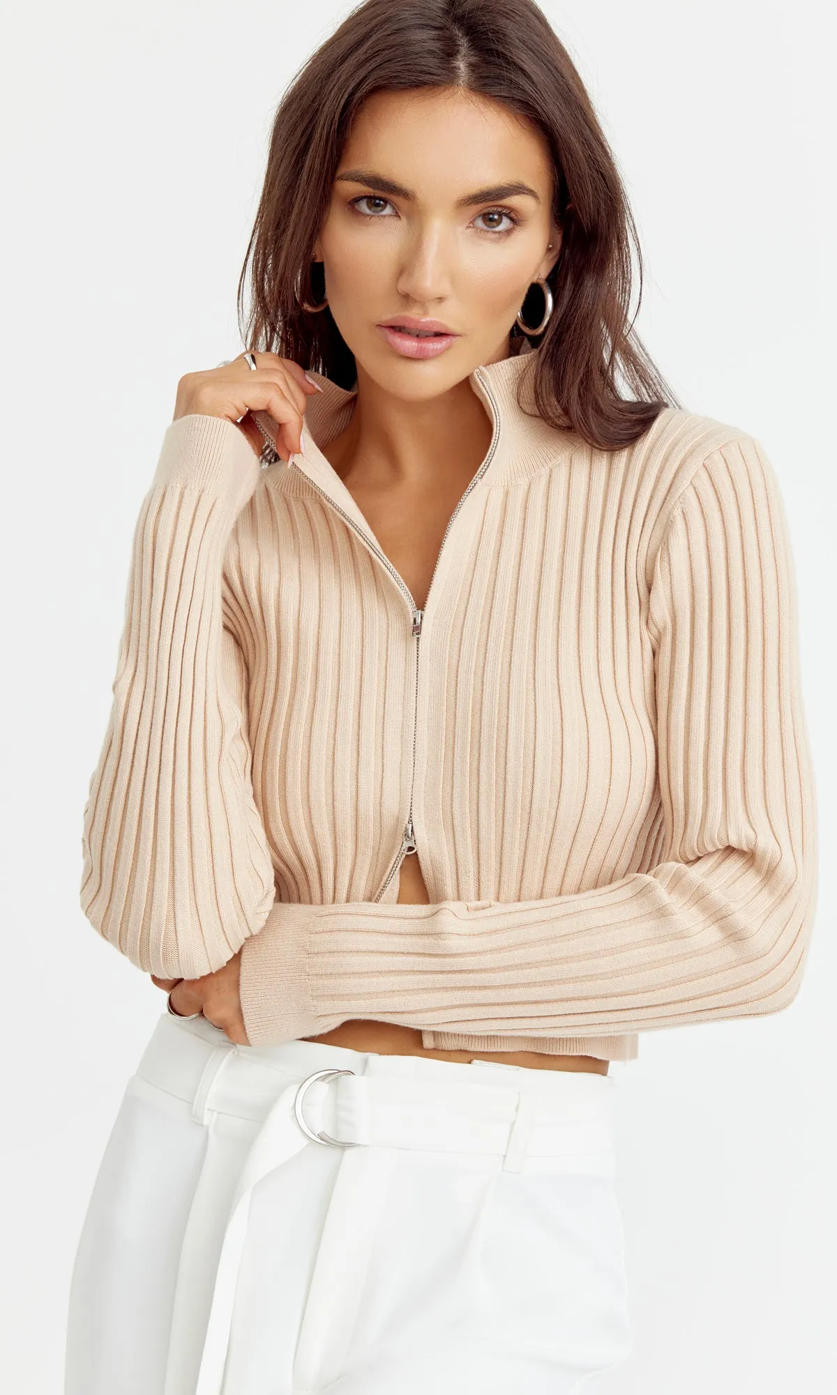 Val Zip Front Knit Top