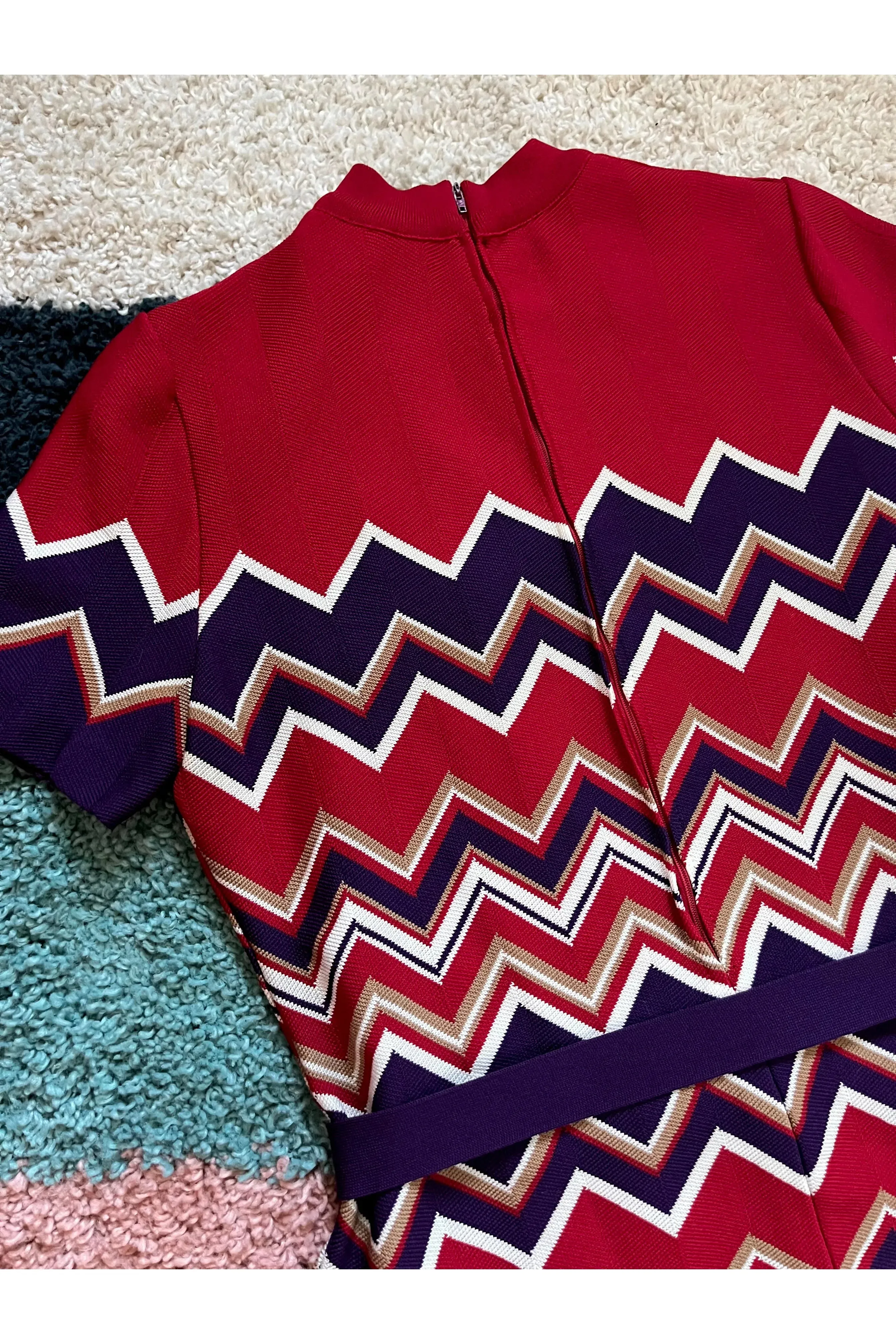 Vintage 60s-70s 2-piece Zig Zag Set